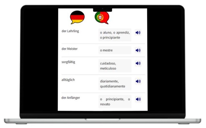 Business Deutsch auf Portugiesisch lernen Vokabeln Laptop