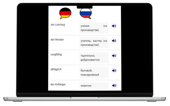 Business Deutsch auf Russisch lernen Vokabeln Laptop