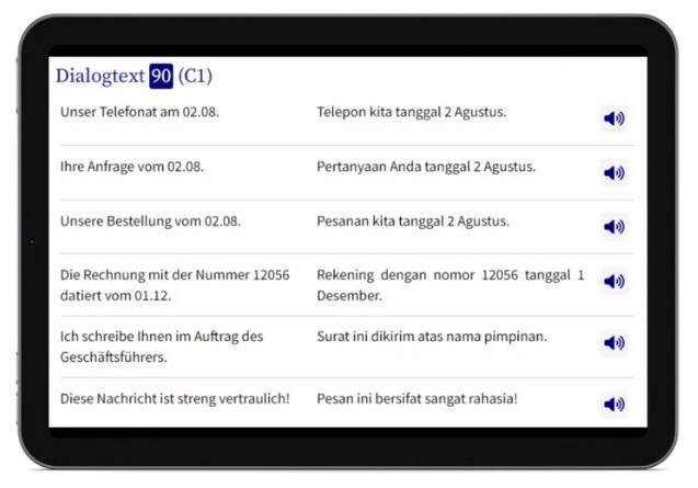 Business Indonesisch lernen Dialogtrainer Tablet