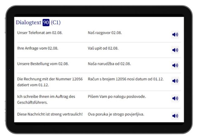 Business Kroatisch lernen Dialogtrainer Tablet