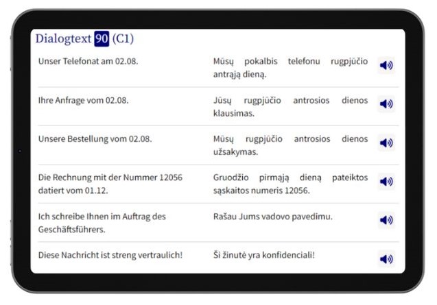 Business Litauisch lernen Dialogtrainer Tablet