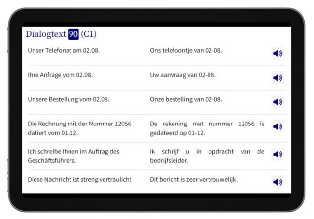 Business Niederländisch lernen Dialogtrainer Tablet
