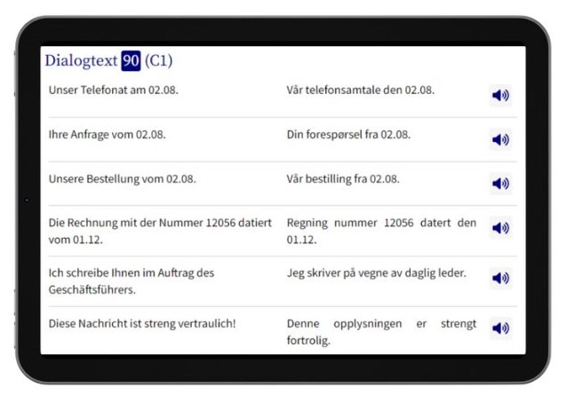 Business Norwegisch lernen Dialogtrainer Tablet