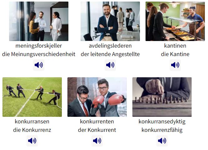 Business Norwegisch lernen Vokabel-Bilder Geschäftsleben