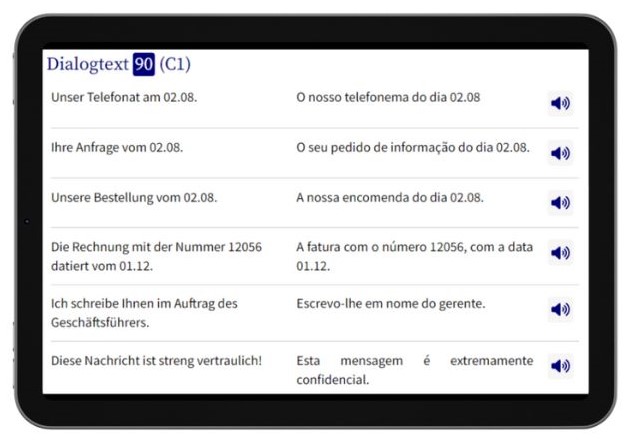 Business Portugiesisch lernen Dialogtrainer Tablet