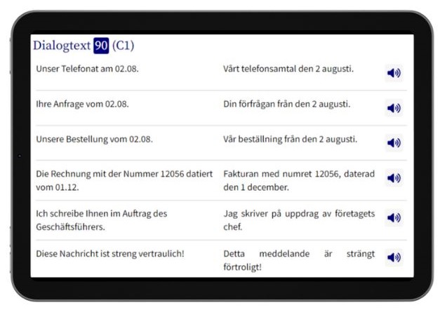 Business Schwedisch lernen Dialogtrainer Tablet