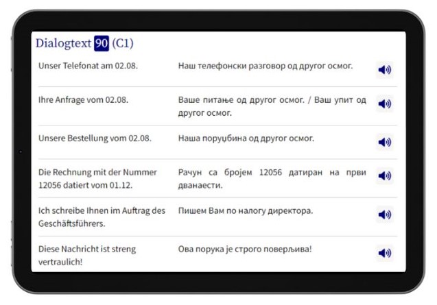 Business Serbisch lernen Dialogtrainer Tablet