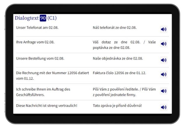 Business Tschechisch lernen Dialogtrainer Tablet