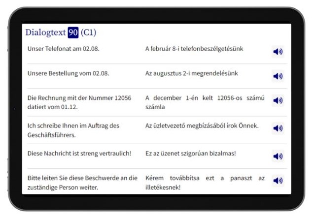 Business Ungarisch lernen Dialogtrainer Tablet