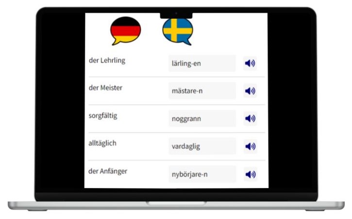 Business Deutsch auf Schwedisch lernen Vokabeln Laptop