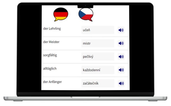 Business Deutsch auf Tschechisch lernen Vokabeln Laptop