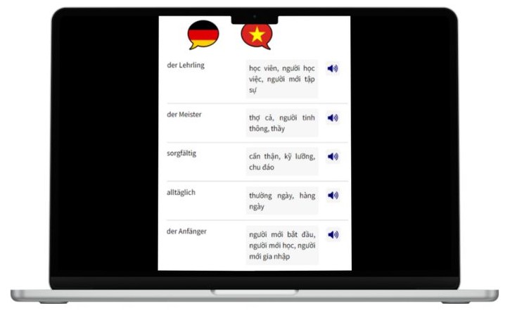 Business Deutsch auf Vietnamesisch lernen Vokabeln Laptop