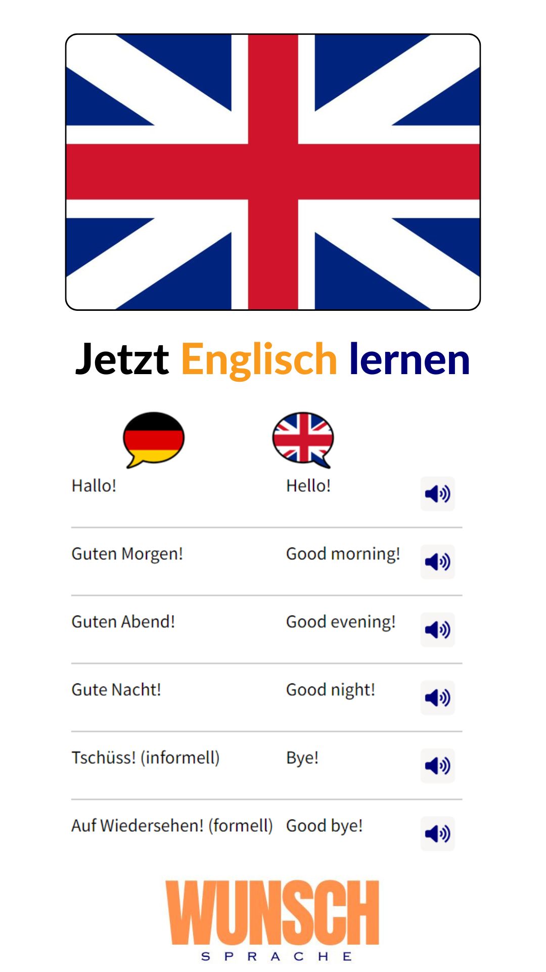 🇬🇧 Englisch lernen - wunschsprache.de