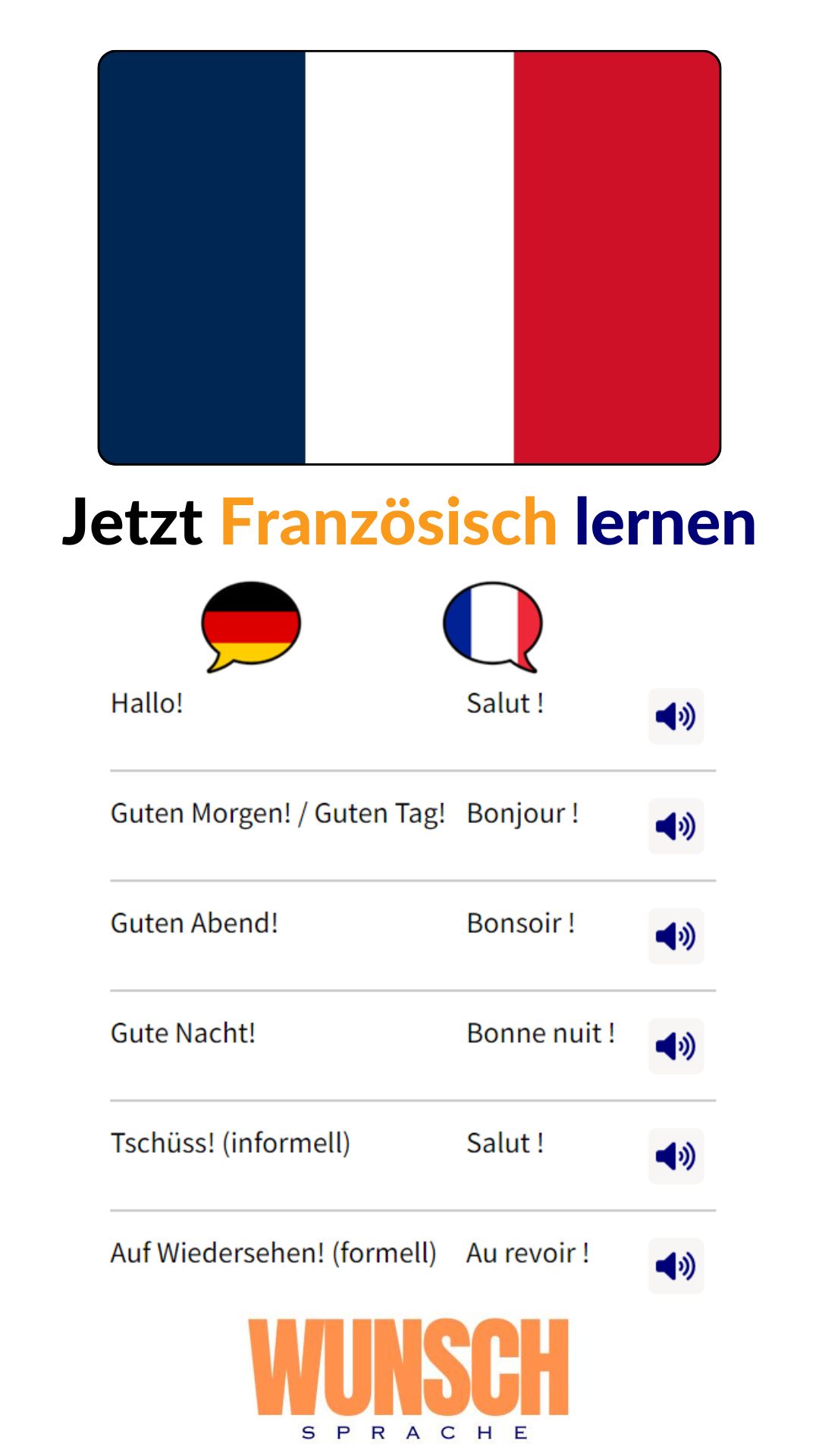 🇩🇪 Deutsch lernen auf Französisch - wunschsprache.de