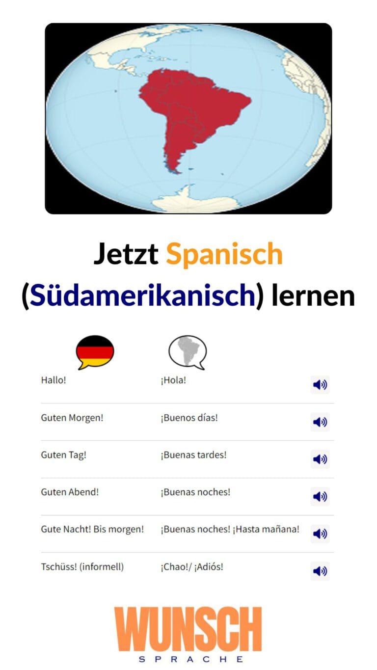 Spanisch (Südamerikanisch) lernen auf Pinterest merken - wunschsprache.de