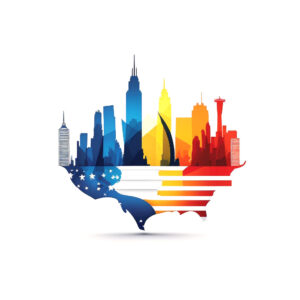 wunschsprache.de - Amerikanisch lernen - Logo - inspiriert von Sehenswürdigkeiten der USA