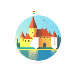 wunschsprache.de - Litauisch lernen - Logo - inspiriert von Sehenswürdigkeiten Litauens