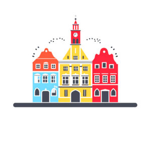 wunschsprache.de - Polnisch lernen - Logo - inspiriert von Sehenswürdigkeiten Polens