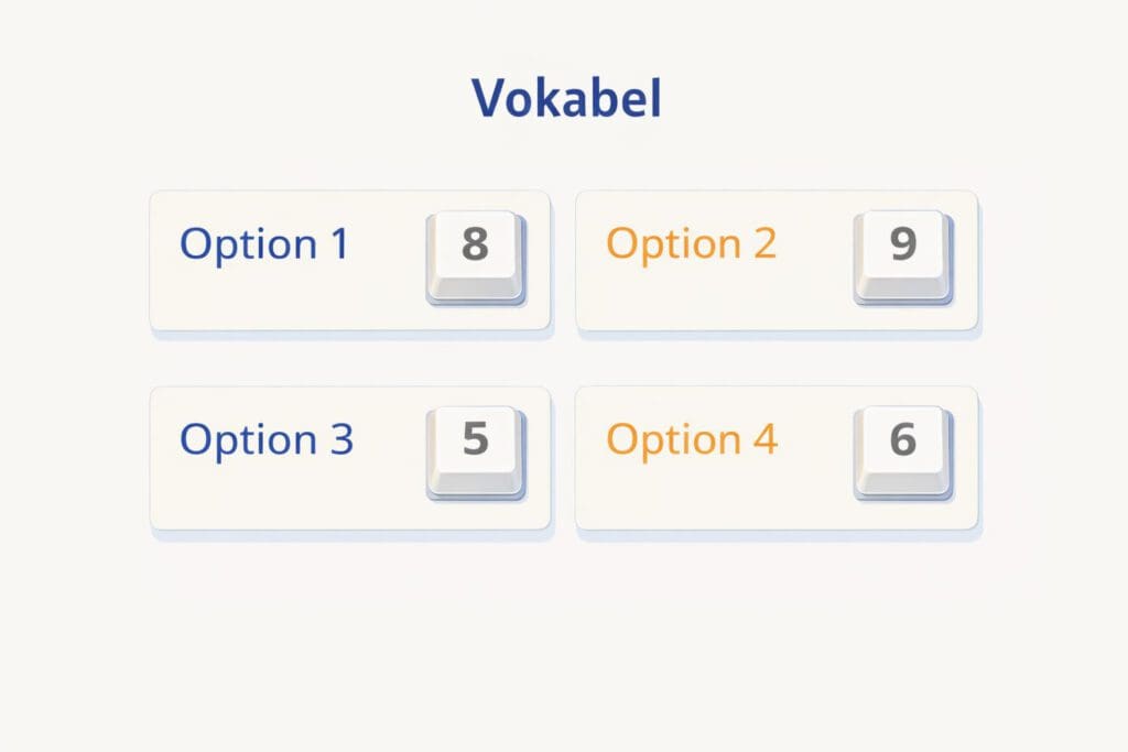 Sprachkurse - Multiple Choice Fragen mit Tastatur beantworten - wunschsprache.de