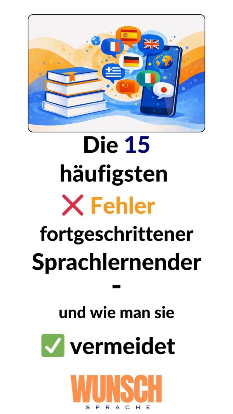 Die 15 häufigsten Fehler von Fortgeschrittenen Sprachlernenden - und wie man sie vermeidet - Pinterest - wunschsprache.de