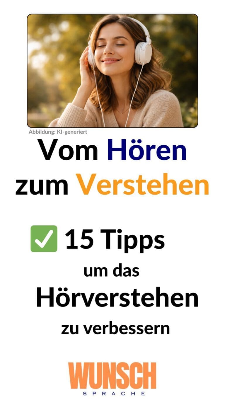 Vom Hören zum Verstehen - Schritt für Schritt das Hörverstehen verbessern - Pinterest - wunschsprache.de