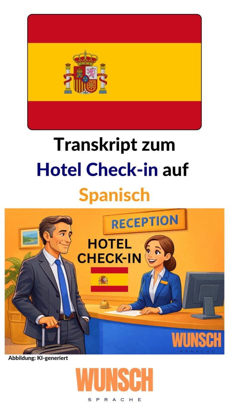 Transkript Hotel Check-in Spanisch - Pinterest - wunschsprache.de