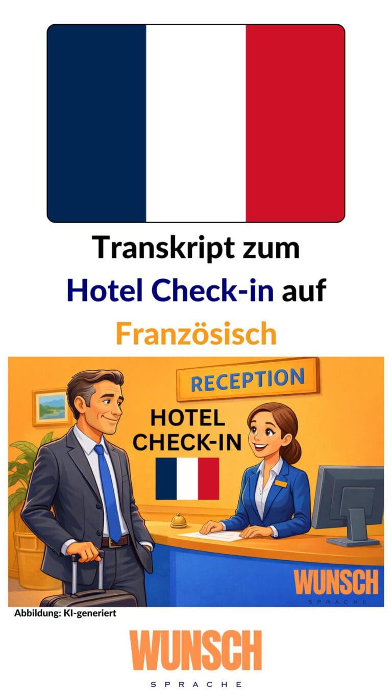 Transkript Hotel Check-in Französisch - Pinterest - wunschsprache.de