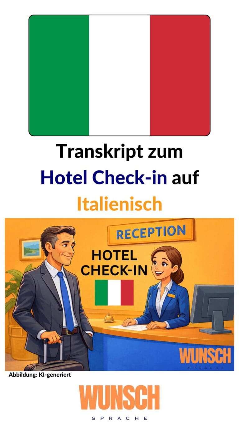 Transkript Hotel Check-in Italienisch - Pinterest - wunschsprache.de