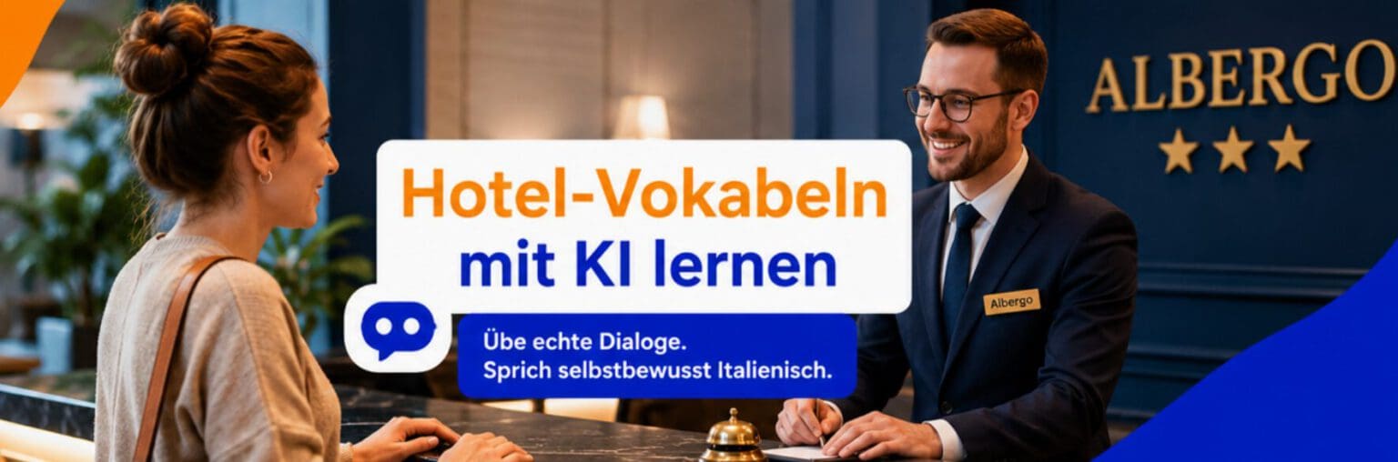 Hotel-Vokabeln mit KI lernen - übe echte Dialoge, sprich selbstbewusst Italienisch - wunschsprache.de